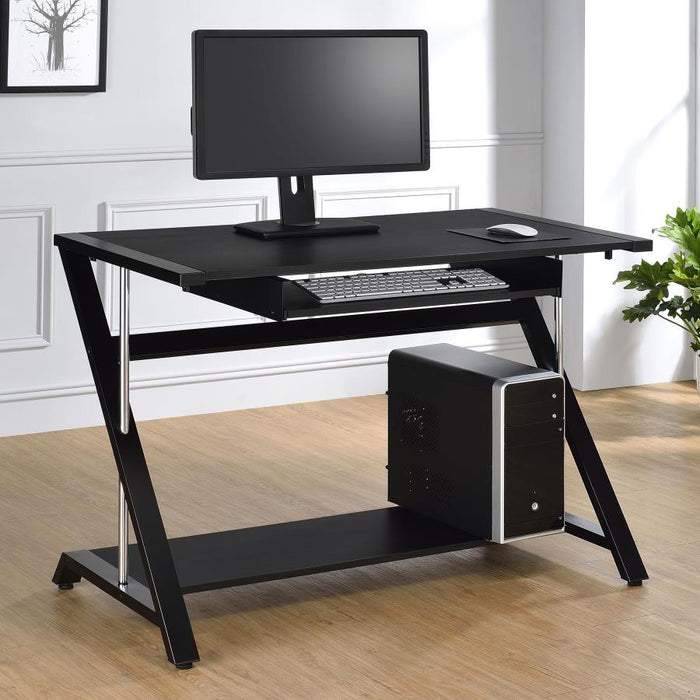 Mallet - Computer Desk With Bottom Shelf - Black