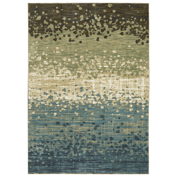 10' X 13' Abstract Area Rug - Blue And Brown