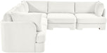 Meridian Furniture Hammond velvet performance fabric 5-piece corner sectional sofa with plush cushions and modern design.