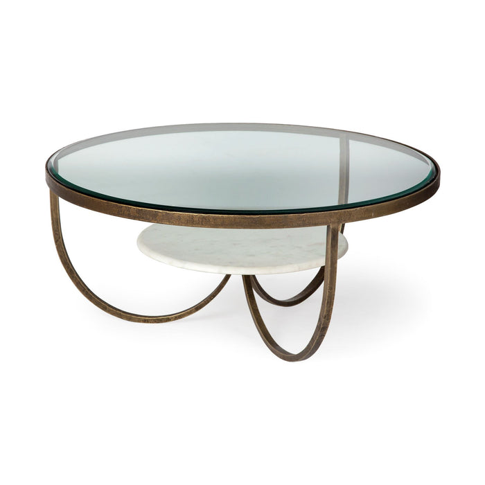 Round Coffee Table - Gold And Brown