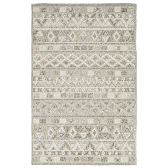 10' X 13' Geometric Area Rug - Beige And Gray