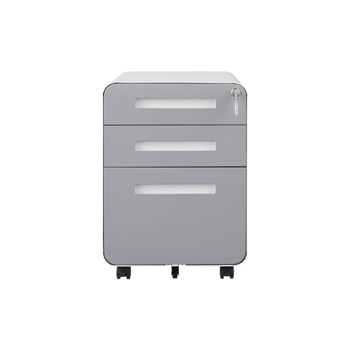 Giga 3-drawer mobile file cabinet with five wheels, cold rolled steel, waterproof, versatile storage for legal, letter, or A4 files.