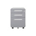 Giga 3-drawer mobile file cabinet with five wheels, cold rolled steel, waterproof, versatile storage for legal, letter, or A4 files.