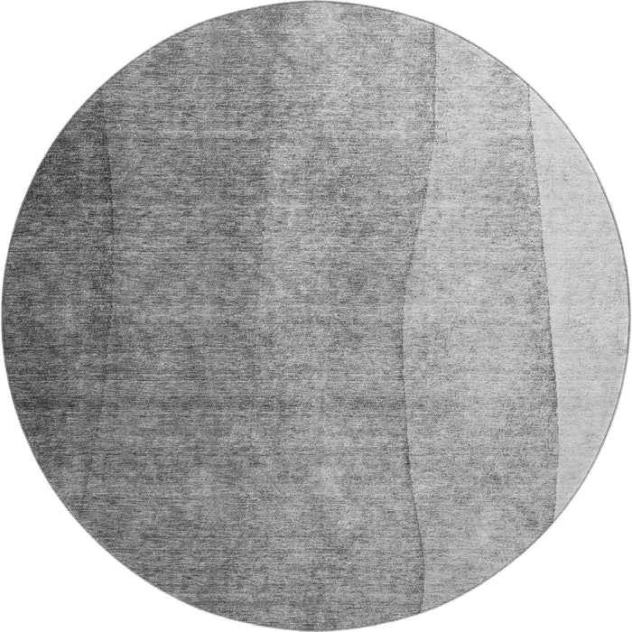 8' Ombre Washable Round Rug With UV Protection (652722) - Gray / Ivory