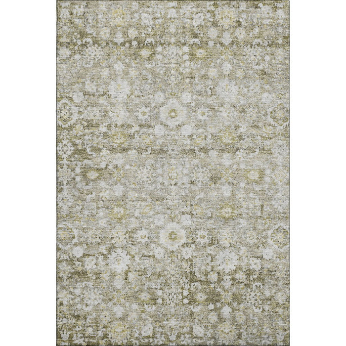 10' X 14' Oriental Washable Area Rug With UV Protection (653809) - Taupe / Ivory / Gold