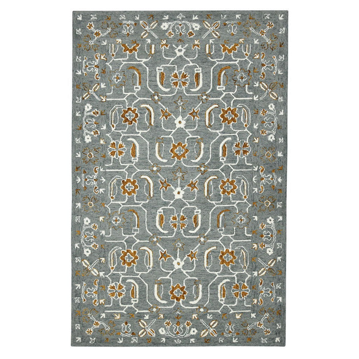 9' X 13' Wool Floral Medallion Hand Hooked Area Rug - Orange