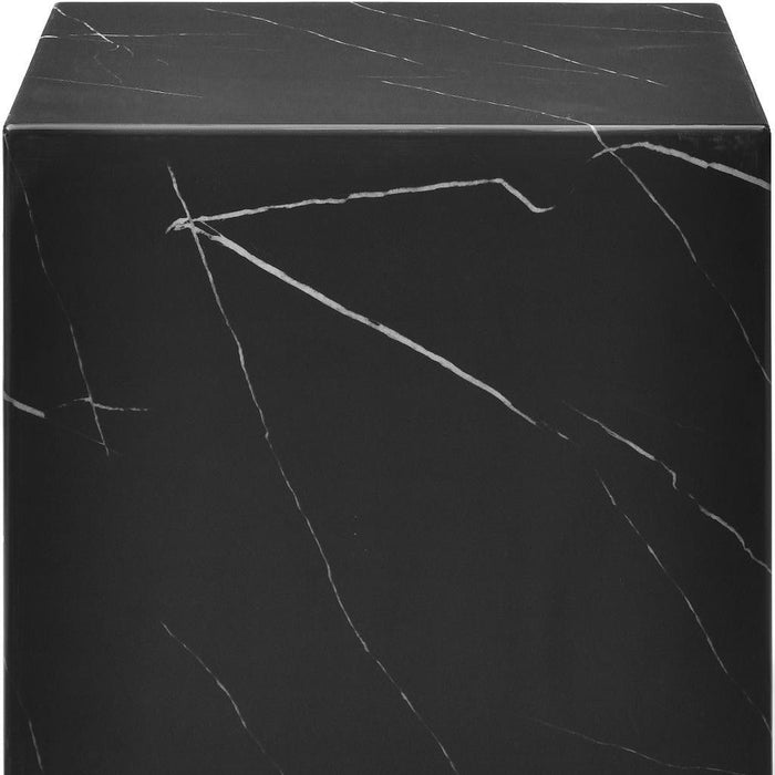 Marble Square Block End Table - Black