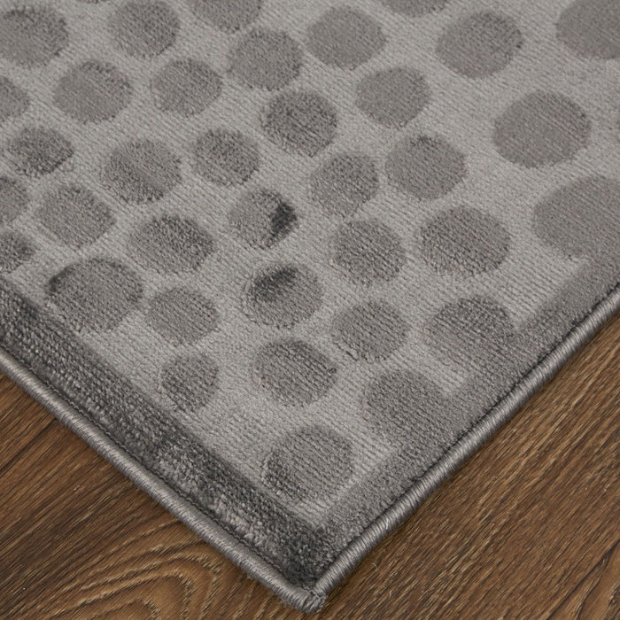 8' x 11' Abstract Stain Resistant Area Rug - Gray Silver And Ivory