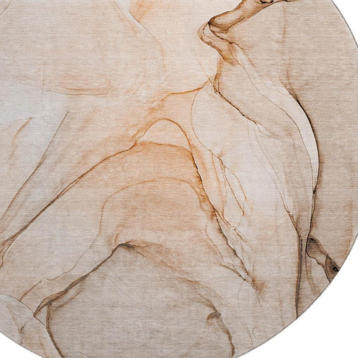 8' Abstract Washable Round Rug With UV Protection (646635) - Orange / Ivory