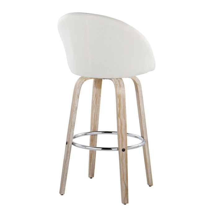 Matisse - 30" Highback Fixed-Height Barstool With Swivel And Round Chrome Metal Footrest (Set of 2) - Light Gray Wood