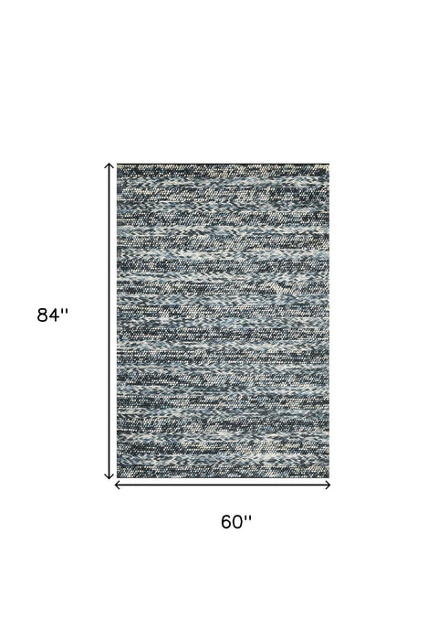 60" x 84" Wool Rug - Blue