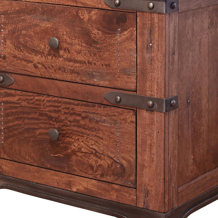 29" Two Drawer Nightstand - Wood Brown