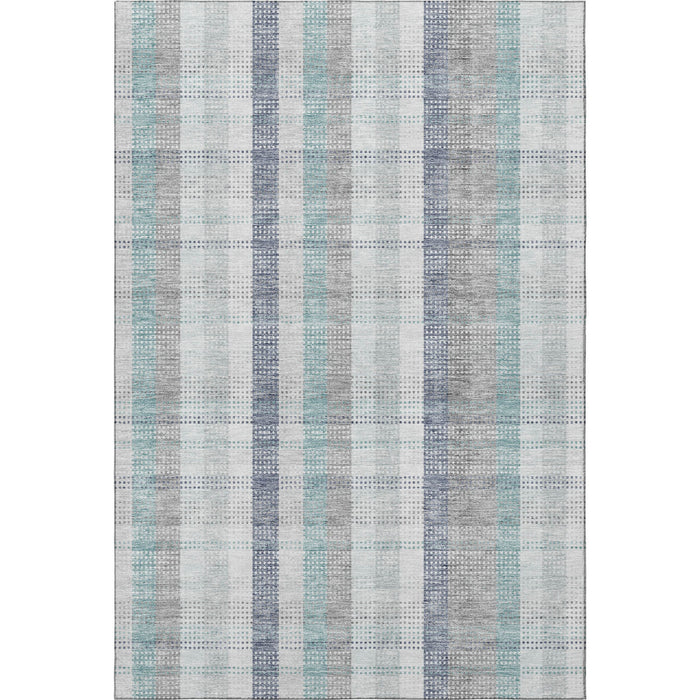 10' X 14' Plaid Washable Area Rug With UV Protection (676506) - Silver / Gray / Teal