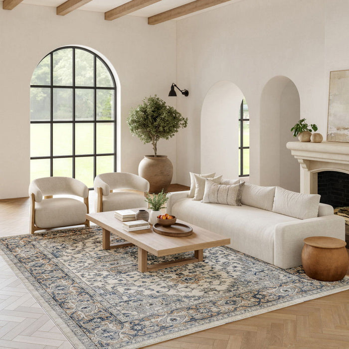 12' X 15' Medallion Power Loom Area Rug - Ivory And Gray