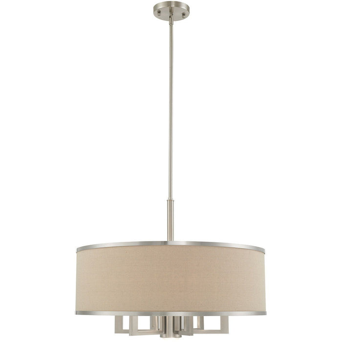 20" Seven Light Dimmable Chandelier With Shades - Nickel