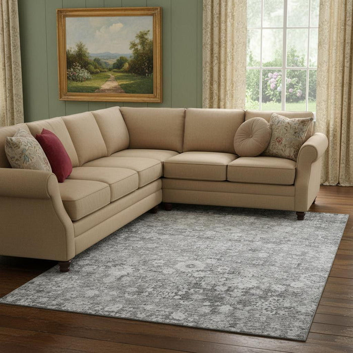 10' X 14' Oriental Washable Area Rug With UV Protection (653797) - Silver / Gray