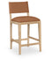 Avon vegan leather counter stool in natural finish, Meridian Furniture, 24-27 inch height with modern design and sturdy legs.
