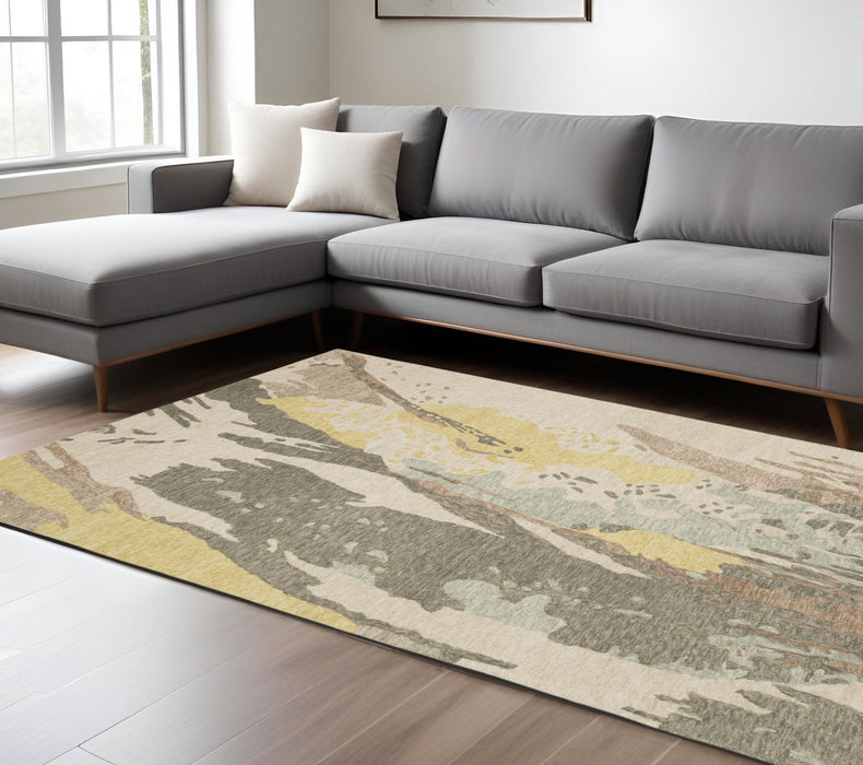 10' X 13' Wool Abstract Hand Tufted Area Rug - Beige And Yellow