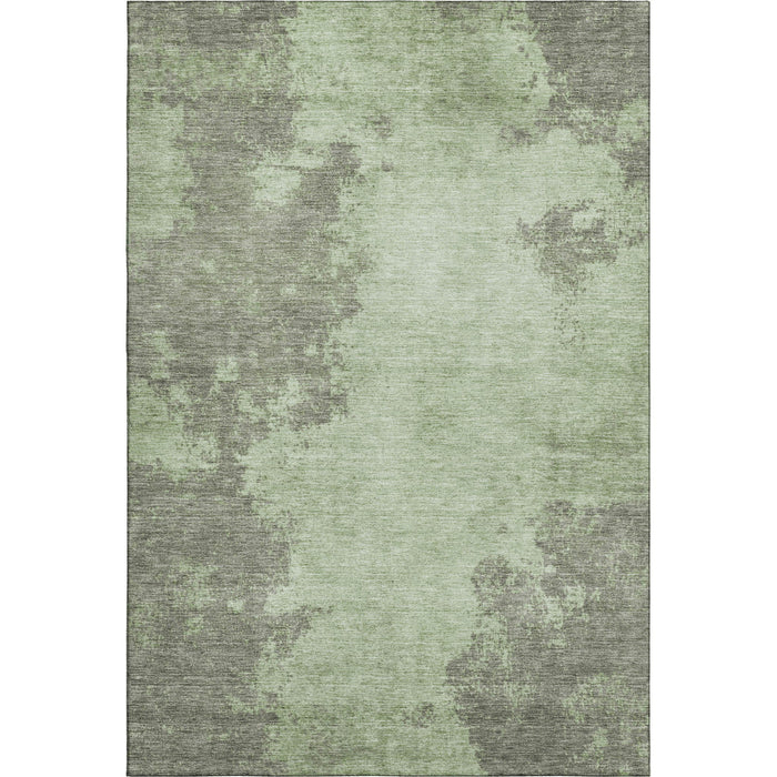 10' X 14' Abstract Washable Area Rug With UV Protection (707875) - Artichoke Green / Gray