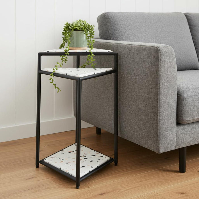 Pedestal End Table - Black / White