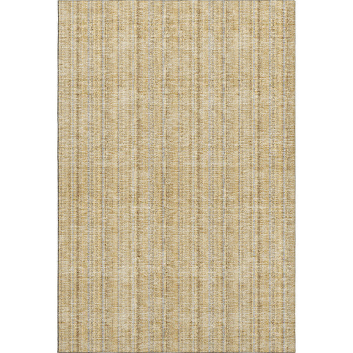 10' X 14' Striped Washable Area Rug With UV Protection (677597) - Wheat / Gray / Gold