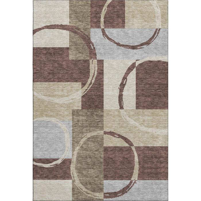 10' X 14' Geometric Washable Area Rug With UV Protection (675072) - Brown / Beige / Ivory