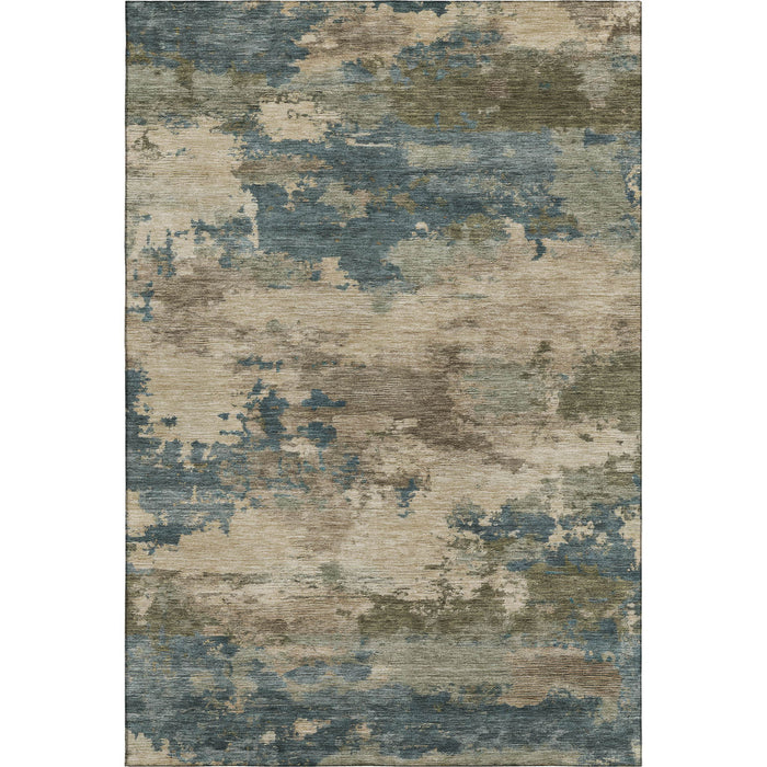 10' X 14' Abstract Washable Area Rug With UV Protection (717206) - Teal / Beige