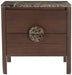 Varenna 22-inch acacia wood nightstand by Meridian Furniture, showing natural wood grain and modern accent design.