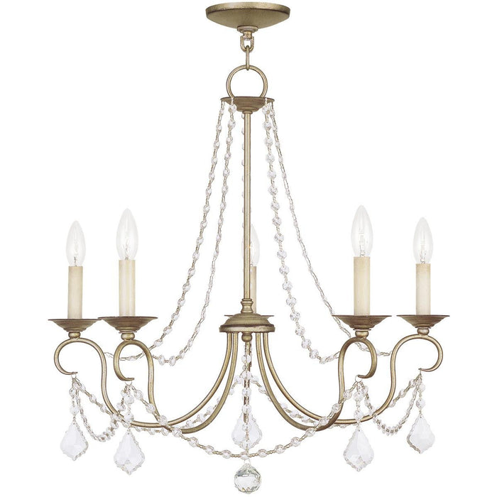 23" Five Light Dimmable Chandelier With Shades - Silver