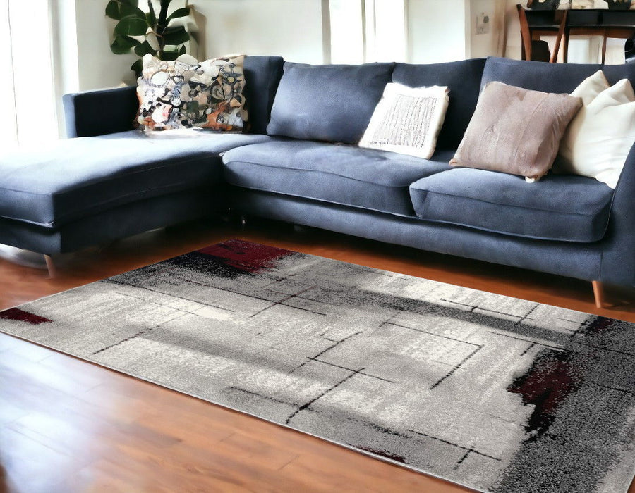 8' x 10' Modern Abstract Dhurrie Area Rug - Gray