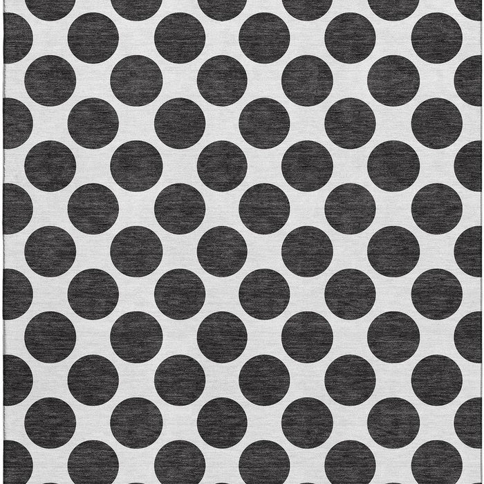 10' X 14' Polka Dot Washable Area Rug With UV Protection (677369) - Black / Ivory