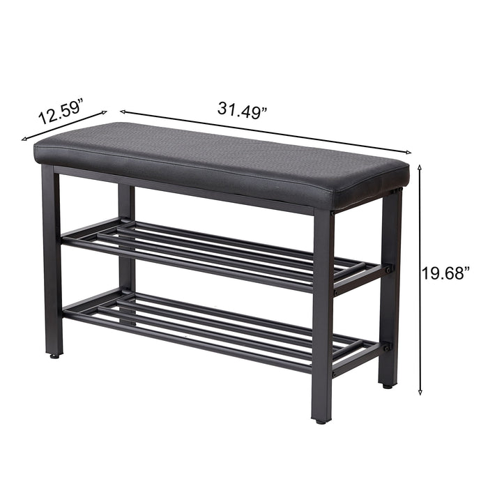 Shoe Bench With Cushion, Storage Seat For Entryway