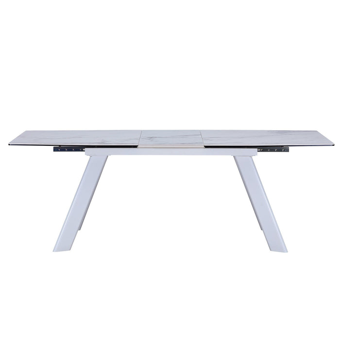 71" Ceramic And Metal Self-Storing Leaf Extendable Dining Table - Gray / White