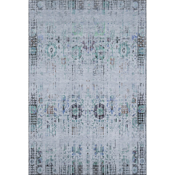 10' X 14' Oriental Washable Area Rug With UV Protection (699586) - Blue / Green / Charcoal