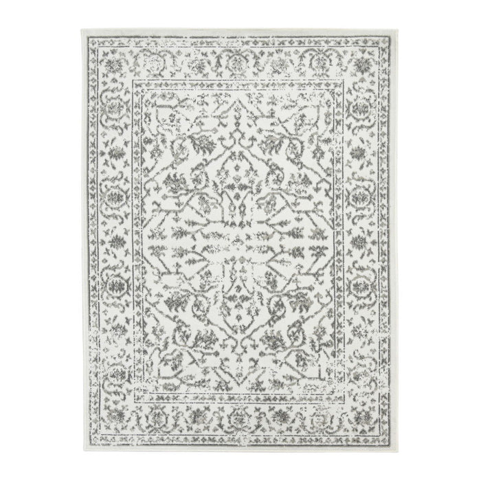 10' x 14' Gray Floral Power Loom Area Rug - Gray And Light