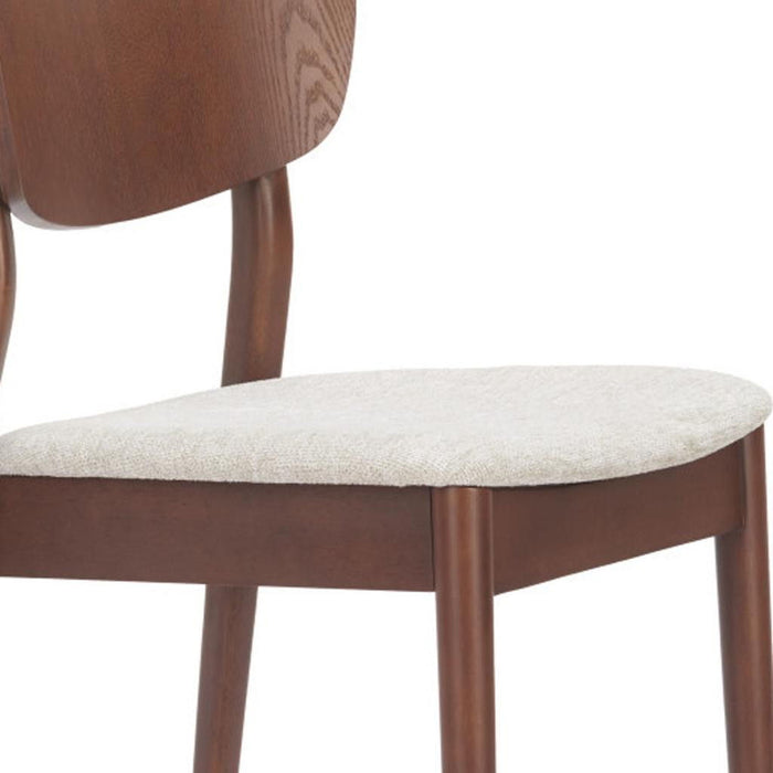 Upholstered Fabric Wood Open Back Dining Side Chairs (Set of 2) - Beige / Brown