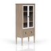 Sand-colored Bernards Furniture display bookcase with multiple shelves for organized storage and stylish home or office decor.