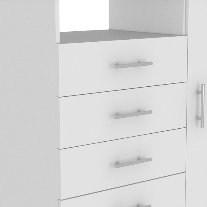 Four Drawer Combo Dresser With Open Shelf - White