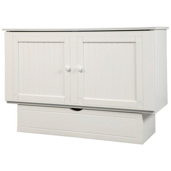 White Cottage Creden-ZzZ Queen Murphy Cabinet Bed by Arason Enterprises, Inc, featuring a closed cabinet design with a clean, white finish.