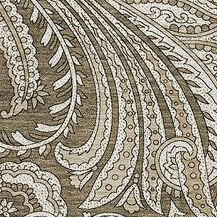 10' X 14' Paisley Washable Area Rug With UV Protection (654650) - Chocolate / Ivory