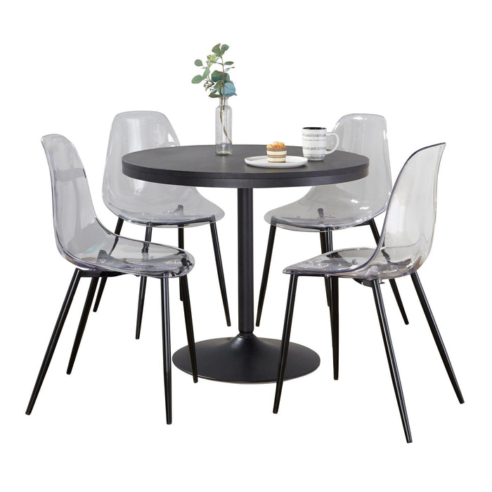 Dakota - Clara 5 Piece Dining Set - Black Metal, Black Wood, Clear Acrylic
