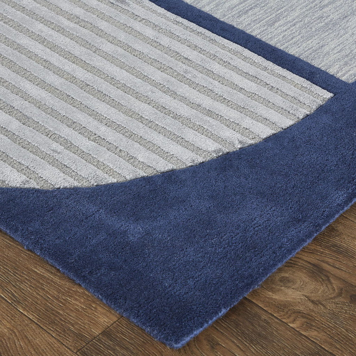 9' x 12' Wool Geometric Tufted Handmade Area Rug - Blue And Silver