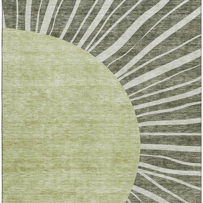 3' X 5' Abstract Washable Area Rug With UV Protection (655398) - Olive Green / Ivory