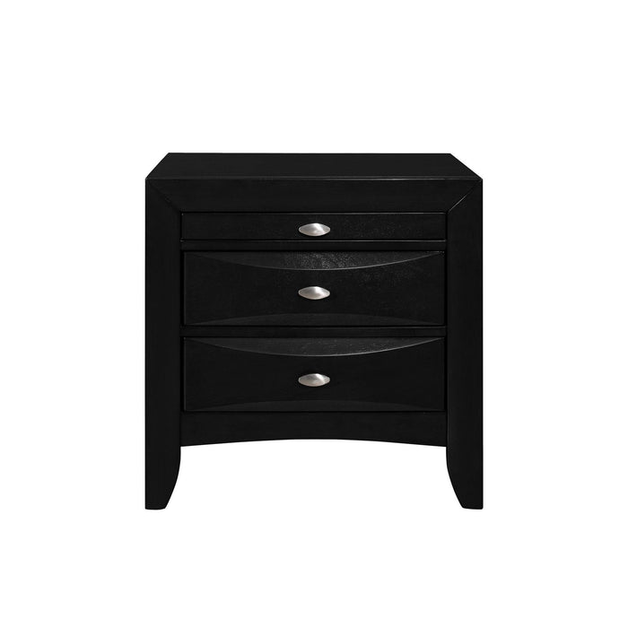 Nightstand With 2 Chambered Drawer - Black