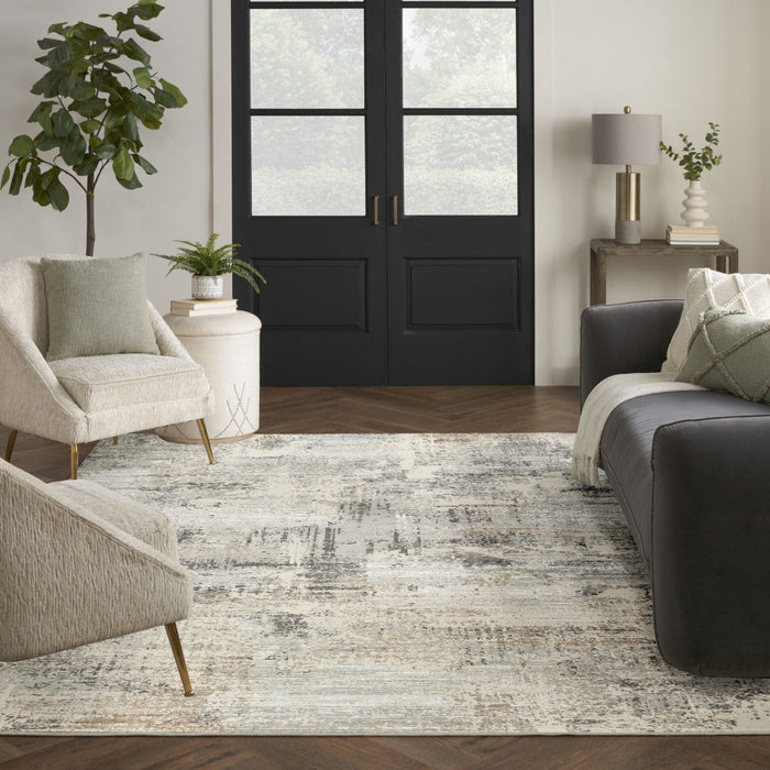 8' X 10' Abstract Non Skid Area Rug - Beige / Gray