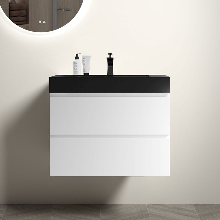 Giga Alice wall-mounted bathroom vanity with large storage, one-piece sink basin, modern design, no drain or faucet included