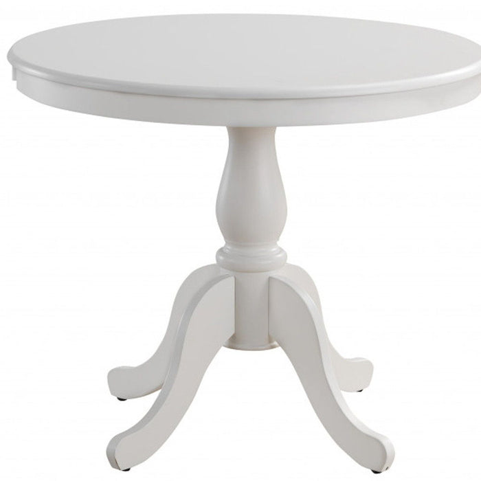 36" Rounded Solid Manufactured Wood And Solid Wood Pedestal Base Dining Table - White