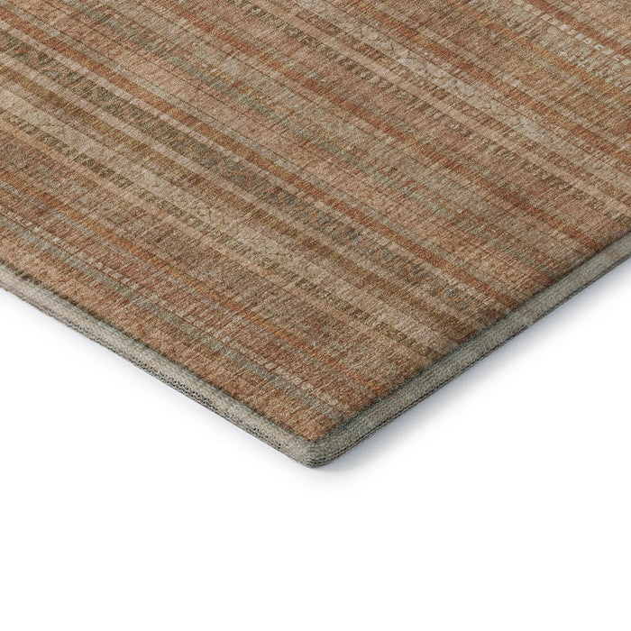 10' X 14' Striped Washable Area Rug With UV Protection (696248) - Rust / Beige / Copper