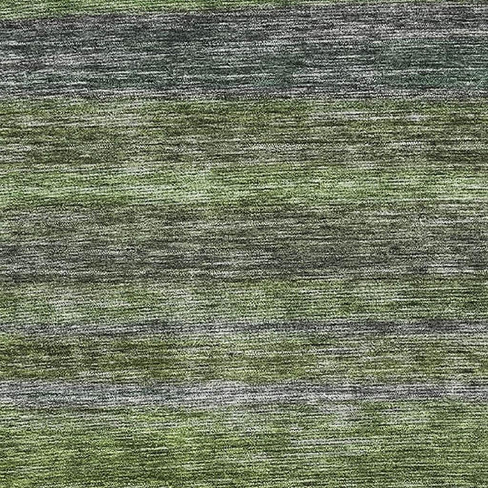 10' X 14' Striped Washable Area Rug With UV Protection (695666) - Artichoke Green / Gray
