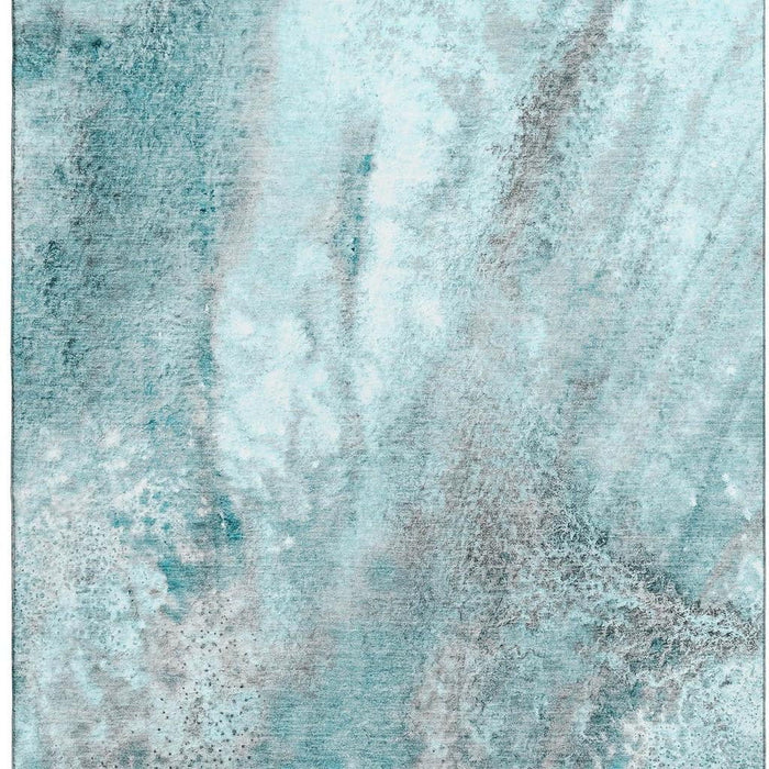 10' X 14' Abstract Washable Area Rug With UV Protection (646810) - Teal / Ivory